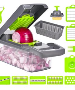 Gemüseschneider 16 in 1 Multifunktional mit 8 austauschbaren Klingen - Würfelschneider für Obst & Gemüse