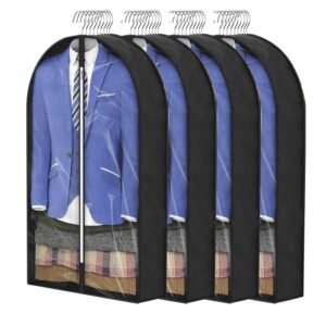Kleidersäcke atmungsaktiv 100 cm für Anzugjacken 4 Stück staubdicht transparenterd Fenster Schutz für Anzugmantel