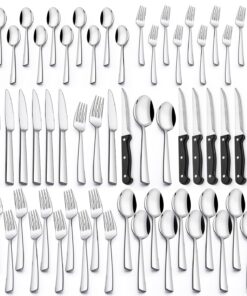 Terlulu 12-Personen Edelstahl Besteck Set, Spülmaschinenfest, Elegantes Tafelbesteck für Zuhause und Restaurant Terlulu