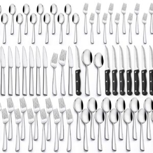 Terlulu 12-Personen Edelstahl Besteck Set, Spülmaschinenfest, Elegantes Tafelbesteck für Zuhause und Restaurant Terlulu