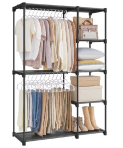 SONGMICS Kleiderschrank offen, viel Platz, für Schlafzimmer, praktisch und geräumig, 112 x 43 x 165 cm, schwarz RYG24BK