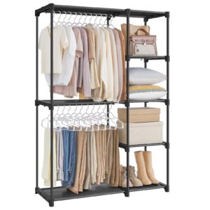 SONGMICS Kleiderschrank offen, viel Platz, für Schlafzimmer, praktisch und geräumig, 112 x 43 x 165 cm, schwarz RYG24BK