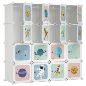 SONGMICS Kleiderschrank für Kinder mit 16 Würfeln und 4 Hängestangen in Weiß 123x41x123 cm LPC905W01 SONGMICS Weißer Kle