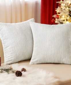 EMEMA_Reines_Weiß_Kinderechtige_Dekokissenbezug_Schlafzimmer_Wohnzimmer_50x50_cm_Cord_Sofakissenbezug_Set_Zierkissenbezu