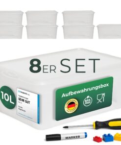 Novaliv 8x Aufbewahrungsboxen mit Deckel für Essensreste-transparente, stapelbare Nestbar Storage boxes mit Clipverschlu