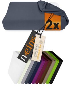 NplusEins Spannbezüge 2er Pack Gesundheitskissen M Anthrazit 35-40x55-60 cm OEKO-TEX STANDARD 100