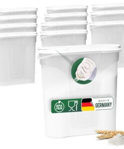 Novaliv Schüttdosen 12er-Set 4 Liter zum Streuen - Maße 25,5x25,5x10 cm - Für Müsli Mehl Zucker Küchen Organizer