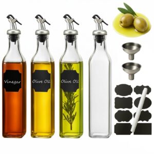 WERTIOO Transparenzglasölflasche 500ML 4 Stück Olivenöl und Essig Set BBQ Küche