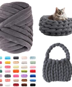 Armstricken Wolle 500g, dicke Wolle Garn für Anfänger - Decken & Taschen - Isländisches Schlauchgarn (Dunkelgrau) Arms