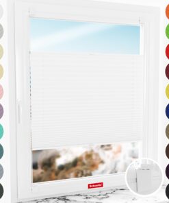 Schuette® Plissee ohne Bohren zum Kleben | Premium Kollektion: White Day (Weiß) | Bequeme Rollo Montage inkl. Video | 50