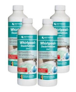 HOTREGA Whirlpool-Reiniger 2in1 | Kraftvoll gegen Kalk, Bakterien, Viren & Gerüche | Desinfiziert und entkalkt | 4X 500