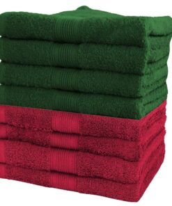 NatureMark Frottier-Handtücher – 8er Pack 50×100 cm, 100% Baumwolle (Bordeaux/Dunkelgrün)