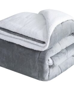 CHOSHOME Flauschig Sherpa Kuscheldecke Weiche für Winter-Use Grau