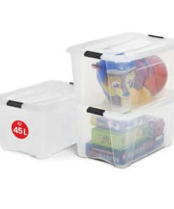 Iris Ohyama NTB-45 Transparenz 45L Plastik Räumkistendreistückladen für Schrank Dressing Büro