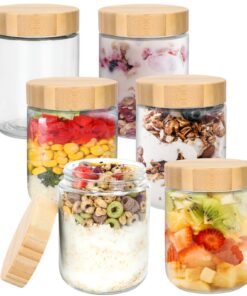 6 Stück Mealprep Gläser, multifunktionale Einmachgläser für Overnight Oats und mehr, 500ml Luftdichte Meal Prep Gläser f