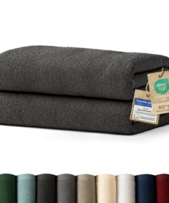Blumtal Frottier-Handtuch-Set 2-teilig (2x70×140 cm) – 100% Baumwolle, OEKO-TEX zertifiziert, ultrasaugstark, Anthrazit