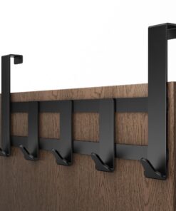 Premium Türgarderobe Menz schwarz - Rostfreie Türhaken Edelstahl, hohe Tragkraft, universell - 5-Haken-Garderobenleiste