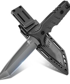 Purple Dragon Outdoor Messer Schwarz für Männer zum Geschenkenomen Campingszenen Kydex Scheide Full Tang D2 Stahl