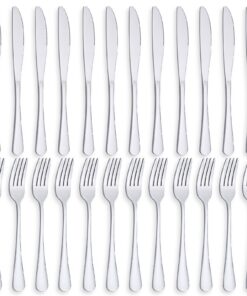 PionStar 24P Messer und Gabel Set 12 Personen, Spülmaschinenfest, Hochglanzpoliert, Ideal für Essensservierungen und Fei