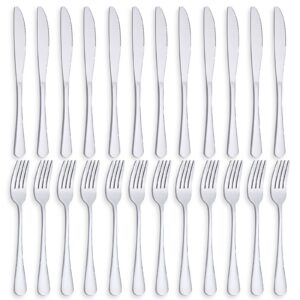 PionStar 24P Messer und Gabel Set 12 Personen, Spülmaschinenfest, Hochglanzpoliert, Ideal für Essensservierungen und Fei