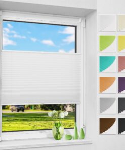 Allesin Plissee ohne Bohren Plissees Klemmfix Weiß 35x130cm, Sichtschutz und Sonnenschutz für Fenster und Tür, OEKO-TEX