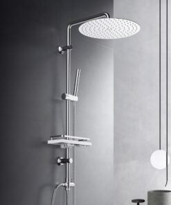 Görbach Regendusche Duschset mit Ablage und Chrom für Badegäste im Sommerhaus (D30)