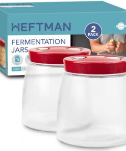 HEFTMAN Gärglas mit 1-Wege-Luftablassöffnung 1 Liter 2er-Pack für Kefir Kimchi Sauerkraut