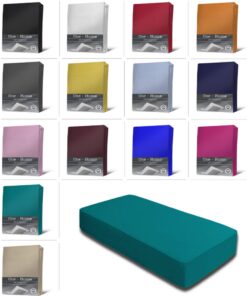 One-Home Jersey Spannbettlaken weich 100% Baumwolle Rundumgummi, Maße: 180-200 x 200 cm, Farbe: Petrol