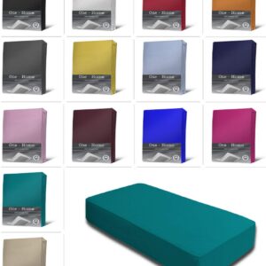 One-Home Jersey Spannbettlaken weich 100% Baumwolle Rundumgummi, Maße: 180-200 x 200 cm, Farbe: Petrol