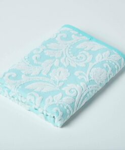 Homescapes Duschtuch Schnelltrocknend & Flauschig Weich 70x127 cm Aqua Damast Muster Homescapes Duschtuch Frottiertuch 1