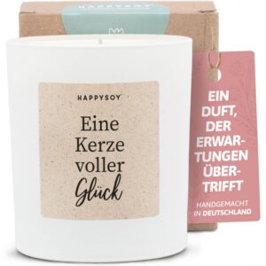Dankeschön Geschenke Duftkerze Weiß - Handgemachte Glückskerze - Glückslicht Geschenkidea