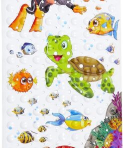 Kinder Badewannenmatte Extra Lange 100CM x 40CM Anti Rutsc Waschmaschinenfest Saugnäpfen Ablauflöcher Taucher Nassen Bad