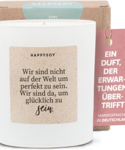 Geschenke für Frauen - Motivation Spruch Duftkerze Weiß - Handgemachte Glückskerze Dankeschön Geburtstag Sojawachs