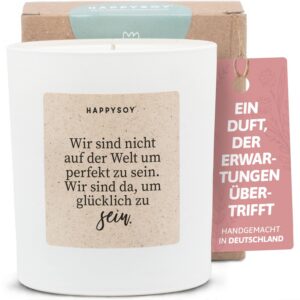 Geschenke für Frauen - Motivation Spruch Duftkerze Weiß - Handgemachte Glückskerze Dankeschön Geburtstag Sojawachs