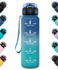 HoneyHolly Trinkflasche 0,5/1/1,5L Motivierende Zeitmarkierung Auslaufsicher für Fitness Wandern