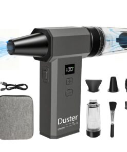 2-in-1 Elektrische Staubgebläse & Mini Staubsauger - 180000 U/min Druckluftspray für PC Tastaturenn purge Gebläse mit LE