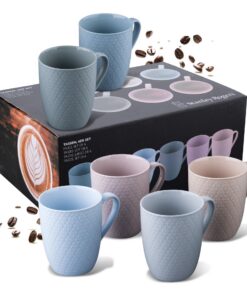 Stanley Rogers 6 Teiles Tassen Set – Moderner Rautendesign Kaffeetassen – Hochwertiges New Bone Material in Pastelltönen