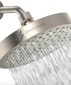 SparkPod Hochdruck Rain Shower Head - Rund - Für Familien - Badezimmerrenovierung - Verstellbar - Nickel gebürstet