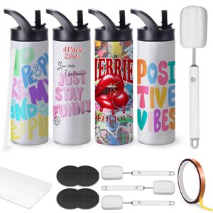 Cafultgo 4 Sublimationsbecher Hitzebeständiges Klebeband + Schrumpffolie, doppelwandige Isolierung, 590 ml, für Tassen-H