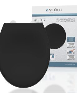 WC-Sitz SCHÜTTE BLACK mit Absenkautomatik und Schnellverschluss | Motiv Klodeckel mit Metallscharnieren | WC-Deckel und