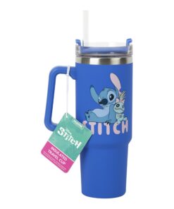 Paladone Disney Stitch-Thermobecher, 900 ml, blau, offiziell lizenzierter Quencher mit Griff für Eistee oder Kaffee, Pop