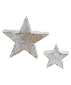 Spetebo Deko Holz Stern White Washed - Weihnachtsdekoration für Tisch und Fenster - Adventspracheusche