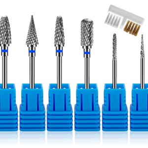 7 Stück Nagelfräser Bits, Hartmetall, für Profis und Manikür-Liebhaber zur Gelnägel-Eliminierung mit integriertem Pinsel