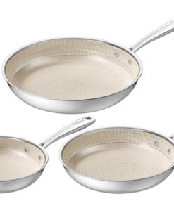 Redchef Antihaftbeschichtete Hybrid-Keramik-Bratpfannen-Set, dreilagig, kühlbleibender Griff, giftigungslos, PTFE/PFAS/P