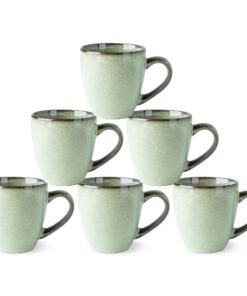 GBhome Keramik-Kaffeetassen-Set 6er-Pack 12oz Pastellgrün – Leicht, spülmaschinen- & mikrowellensicher GCS067GN