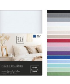 VelvetHome Spannbettlaken 100% Gekämme Baumwolle Schöne Farben Premium Qualität | VelvetHome Spannbettlaken 160x200cm M