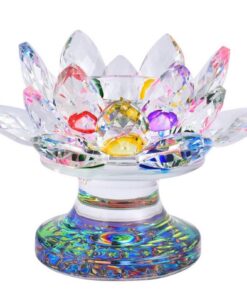 Kristalliger Kerzenhalter Regenbogen Lotusblume Teelicht Dekoration | Regenbogen Kristallkerzenhalter Blumenlotus Kerze