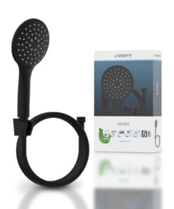 SCHÜTTE RAVEN Brauseschlauch Schwarz mit Handbrause und Wandhalter | Duschbrause 3-fach verstellbar | Brauseset für Dusc