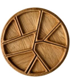 Rund Holz Serviertablett mit 8 herausnehmbaren Fächern - Puzzle Charcuterie-Brett Organizer