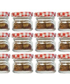 hocz 12er Set Sturzgläser Mini Gläser 30 ml | Rot Kariert für Imker Honiggläser To 43